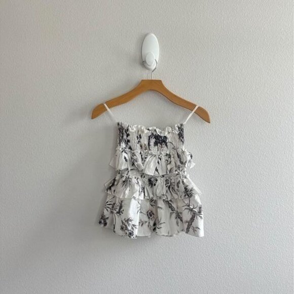 SIR.‎ The Label Marielle Ruffle Floral Preppy Classic Linen Skirt Sz 0 (2) - Picture 9 of 10